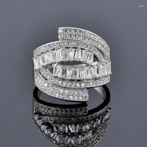 Cluster-Ringe SINLEERY Klassisch für Frauen, Zirkonia-Ring am Finger, goldfarben, Silberfarben, Party-Geschenke, Modeschmuck