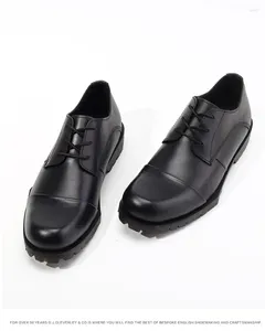 Casual Shoes Fashion Men Leather Loafers Office Business Lace Up Black Shoe High Grade Single Monk Strap