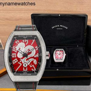 Швейцарские часы Franck Muller, автоматические часы Joyful Red Dragon, полный набор, мужские часы Frank V45, механические с бриллиантами сзади