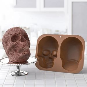 Grande molde de bolo de caveira de silicone realista DIY molde de cozimento para presentes de Halloween Ferramentas Bakeware KitchenDining Bar Re 240226