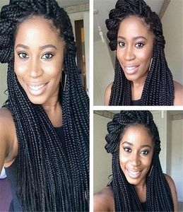 Micro braid wig african american braided wigs for women 14quot synthetic wig long straight hair braided lace front wig box braid8988699