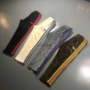 Men's AWGE X Needles Men Women AWGE X Needles Sweatpants 19SS VELOUR Butterfly Embroidery Trousers 240308