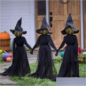 パーティーの装飾ハロウィーンの装飾格納式の魔女屋外を保持する手を叫ぶ音声アクティベーションセンサーの装飾ドロップdhkth