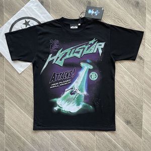 Erkekler Hellstar T Shirt Grafik Tee Giyim Giysileri Yenilikçi Yıkanmış Kumaş Sokak Grafiti Yazı Folyo Baskı Vintage Siyah Gevşek Sokak Giyim Artı Tee