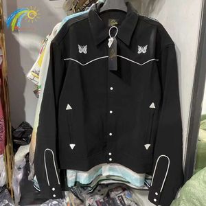 Weiße Streifen Schmetterling bestickte Nadeln Jacken Männer Frauen hochwertige Streetwear AWGE NEEDLES Track Coat Oberbekleidung