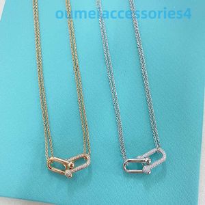 2024 Jewelry Designer Brand Pendant Necklaces Year New 925 Sterling Silver Home Yang Ying Baby Same Double Ring Horseshoe Buckle Belt Diamond Edition Mijin Plating