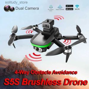 Drones S5S 8K Fluxo óptico Brushless Drone Camera Distância Evite obstáculos Fotografia aérea Quadcopter para presente de viagem Q240308