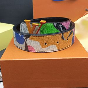 Mens Belt Buckle Designer Belt Luxury Stripe Letter Buckle Classic Belts Gold and Silver Black Buckle Casual Graffiti Belt Wholesale Surprise Present Premium Box