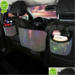 Other Interior Accessories New Luxury Diamond Rhinestone Car Storage Bag Organizer Seat Back Holder Mti-Pockets Backseat Stowing Tidyi Dhbi0