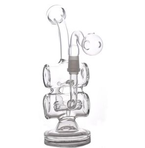 8 tum mini dab riggar glasolje riggar återvinn bong dubbel fat perkolator rökande vattenrör med 14 mm fog glasoljebrännare pi5913970