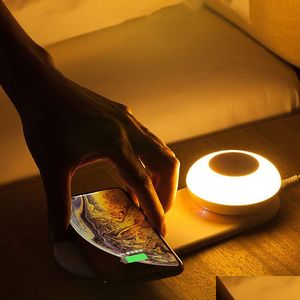 Night Lights Brelong Smart Phone Wireless laddning Separate Magnetic Touch Dimning Bedroom Creative Light Night 1 PC Drop Delivery Lig Dh6ro