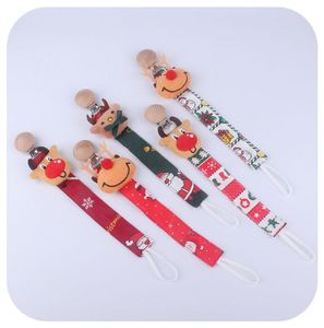 Christmas Teethe Pacifier Holder Clip Soother Chain Baby Infant Kids Bead Ring Ribbon With Elk Snowflake Xmas Tree Nipple Teether 2967165