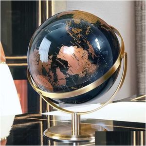 Obiekty dekoracyjne figurki Akcesoria metalowe duża światowa glob mapa na stolik biurka ozdoby świąteczne prezenty
