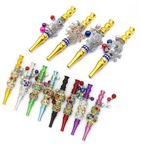 BlingBling Metal Smoking Boca Dicas para Hookah Shisha Bocal Blunt Joint Holder Drip Tip Sheesha Narguilé com joias Acce9116231