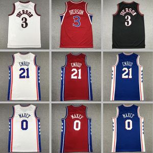 2024 Erkek Allen Iverson Authentic Ed Joel Embiid Forma Tyrese Maxey Gençlik Kadın Erkekler S-XXL Basketbol Forması ile ve Etiketler