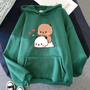 Sweatshirts söta pandabjörn hoodie bubu dudu tecknad tröja långärmad högkvalitativ kvinnors tröjor tryckta kawaii toppar ullzang unisex