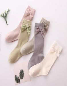 Spring Girls ribbon Bows princess socks children cotton knitted 34 knee high sock Kids Leg fit 18T F31734831462