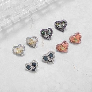 viviennes westwood earrings Great Love Beimu Earrings Diamond Edge Heart shaped Earrings Sweet Stylish Versatile Girl