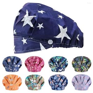 Berets Unisex Fashion Convenient With White Buttons Work Hat Casual Scrub Cap Cartoon Cotton Printing Adults Gourd