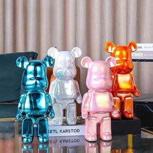Action Toy Figures 400% Bearbrick Figure Ceramics Violent Bear Piggy Bank Action Figures Bearbrick Figurines Collections Dolls Room Decoration Gift