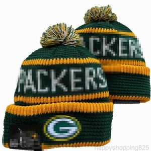 Green BaypackersBeanis Bobble Hats Baseball Ball Caps 2023-24 Projektant mody Bucket Hat Chunky dzianin faux poma czapka świąteczne kapelusz sport