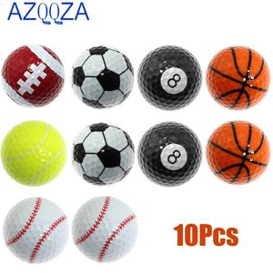 10Pcs Novelty Practice Golf Balls Novelty Baseball/Tennis/Football/Billiards Golf Balls Gift Ball for Kids Men Woman Practice 240301