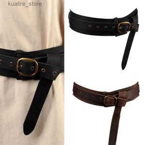 Belts Medieval Style PU Waist Belt with Pin Buckle Harajuku Personality PU Waist Belts for Women Man Halloween Cosplay Pirate L240308