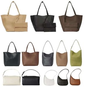 The Row Designer Bolsa de ombro Mulheres Half Moon Park Tote Luxurys Bolsas de lancheira Bucket Man Leather Weekend Crossbody Satchel Shopper Pochette Clutch6568