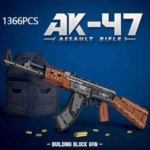 Gun Toys 1366PCS AK47 Rifle Model Building Blocks Military Army Weapon Shootable Imitation Gun Model Bricks Childrens Toys Holiday GiftsL2403