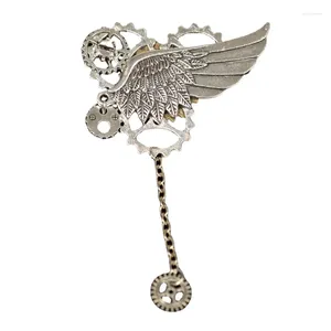 Brooches Vintage Steampunk Brooch Wings Tassel Chain Lapel Pins And For Men Shirt Suit Badge Jewelry Accessories