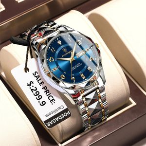 PoEdagar Luxury Man Wristwatch Waterproof Luminous Date Week Män tittar på Sport rostfritt stål kvartsmän klockor manliga relojbox 240227