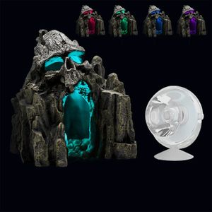 Skull Mountain Decor Rock Cave Rockery Ornament Landscape Accessories Supplies Stone For Aquarium Rest Tank Pet 240226