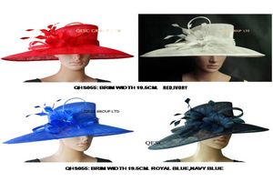 Hela stora Sinamay Hat Formal Wedding Hat With Feather Flower för Kentucky DerbyChurchracesParty3900105