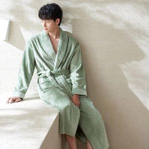 Homens sleepwear chegada inverno outono casual grosso flanela masculino nightwear homens roupão cinto elegante banheiro spa coral veludo robe