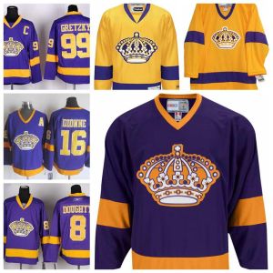 Los Angeles Kings Yellow and Purple Vintage Version Fronseys 99 Гретцки 16 Дионна 19 Goring 20 Robitaille 30 Vachon CCM хоккей с шайбой