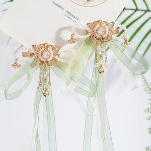 Hair Clips Chinese Vintage Hairpin Accessories Flower Girls Long Ribbon Tassel Pearl Barrettes Antique Wedding Jewelry