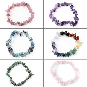 Bracciale da donna in polvere di cristallo di ametista con pietre naturali frantumate miste