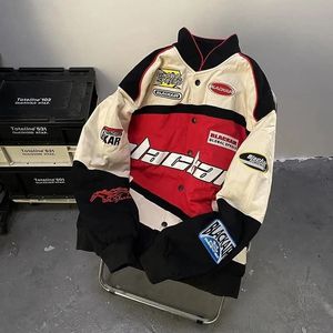 Deeptown Vintage Racing Jacket النساء الضخمات الكورية الكورية للدراجات النارية الهيب هوب جاكيتات الإناث ألوان مطابقة معطف البيسبول 240227