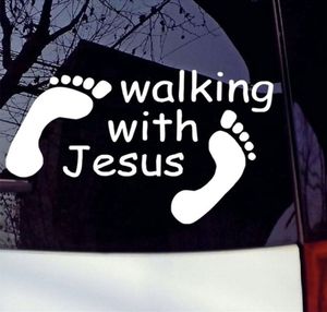 Reflective walking with Jesus Baby Car Sticker Window Wall Bummper Laptop Windshield Waterproof Car Styling Motorcycle Sticker Vin5429763