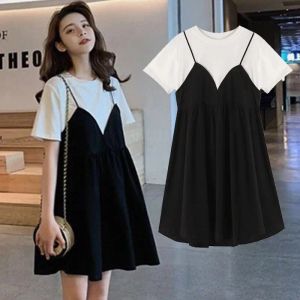 Kleider Frauen Entmütterlichkeit Kleider Sommer Blackwhite Kleidung tragen Soild eine Linie Lose Kleid kurzärmel schwangerer Kleider Femme