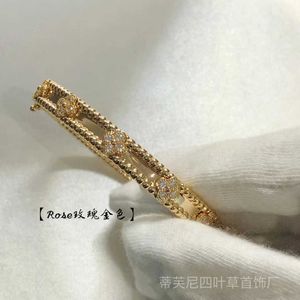 Designer Bangle Sweet VanCF Bracelet Jade Clover v Gold Kaleidoscope Bracelet Full Diamond 18k Rose Gold Wide Narrow Clip Full Sky Star 1RFO