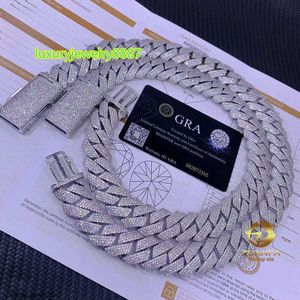 Designer biżuterii Naszyjnik dla mężczyzn Wisiant Naszyjniki W20mm Pass Diamentowy tester Jewelry Srebrna 925 W20mm 3Row Naszyjnik VVS Make Mocoł