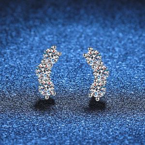 Argento 925 originale totale 1.2 carati diamante prova passato taglio brillante d colore moissanite sorriso orecchini con perno donne gioielleria raffinata