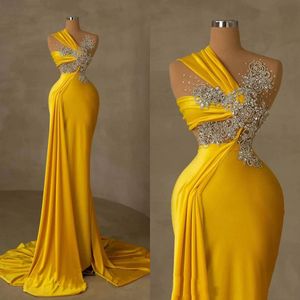 Glamorous Crystal Mermaid Evening Dresses Rhinestone Prom Gowns Beaded Sleeveless Custom Made Formal Party Dresses Plus Size