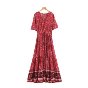 Kvinnors tryckt stitching Tassel Long Dress Selling