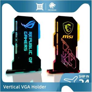 Graphics Cards Vga Bracket Argb Customizable Vertical Gpu Holder Pc Rog Video Card Support Chassis Water Cooler Custom Mod 5V 3Pin Dr Dhjbf