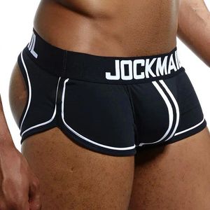 Cuecas Jockmail marca homens abertos de volta roupa interior jockstrap sexy sissy calcinha bottomless boxer shorts algodão backless gay