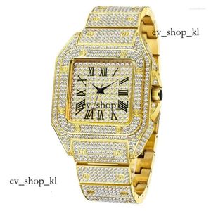 Moissanite Watch Wristwatches Luxurywatches Hip Hop Bust Down Unisex Diamond Watch Stainless Steel Studded Wrist 5 Moissanites Chain Watch