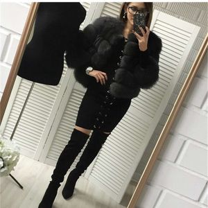 Haining Women's Clothing Imitation Fox Fur Coat Slim Fit Short Splice New Style 190665