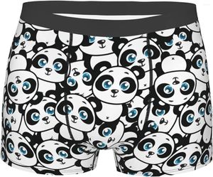 Cuecas masculinas respirável boxer briefs bonito panda conforto macio estiramento roupa interior troncos com bolsa de protuberância para homens meninos